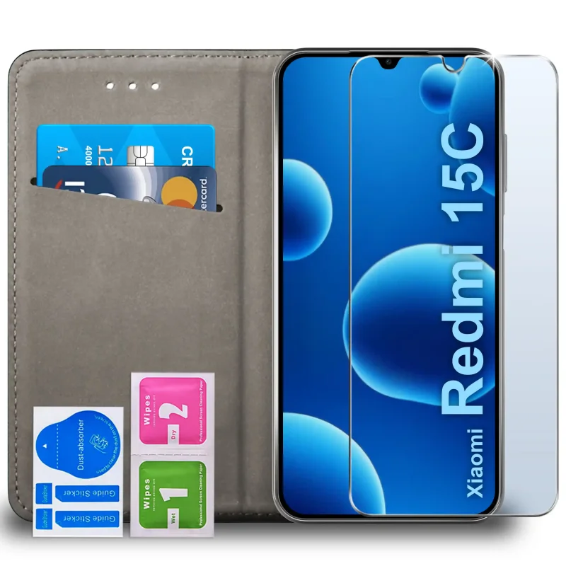 etui-do-xiaomi-redmi-15c-5g-zielone-magnetyczne-zamykane-ze-szklem