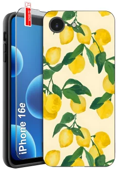 Etui do iPhone 16e / 17e różne wzory z owocami ze szkłem