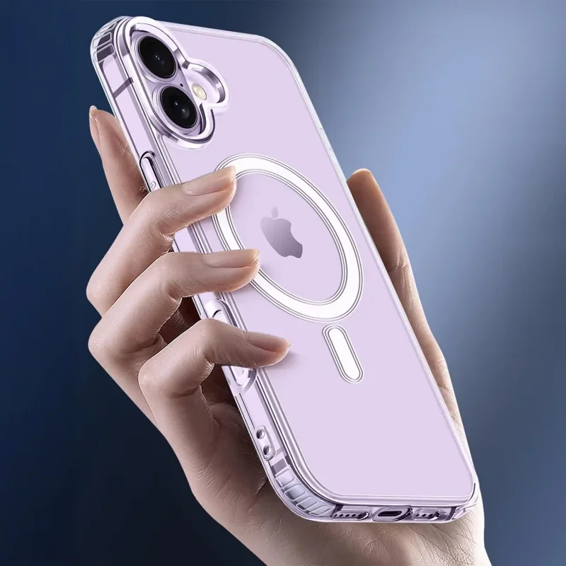 Etui magnetyczne przezroczyste do iPhone 17 elegancki wygląd smartfona w dłoni