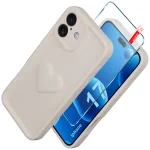 Etui do iPhone 17 silikonowe serce białe ze szkłem