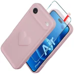 Etui do iPhone Air silikonowe serce jasnoróżowe ze szkłem