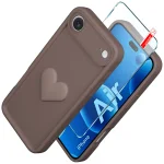Etui do iPhone Air silikonowe serce brązowe ze szkłem