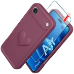 Etui do iPhone Air silikonowe serce burgundowe ze szkłem