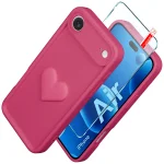 Etui do iPhone Air silikonowe serce różowe ze szkłem