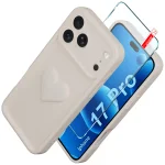 Etui do iPhone 17 Pro silikonowe serce białe ze szkłem