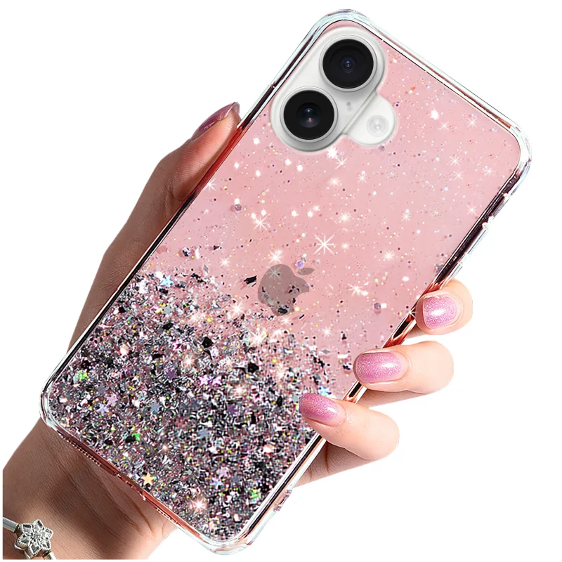 Etui brokatowe różowe do iPhone 16