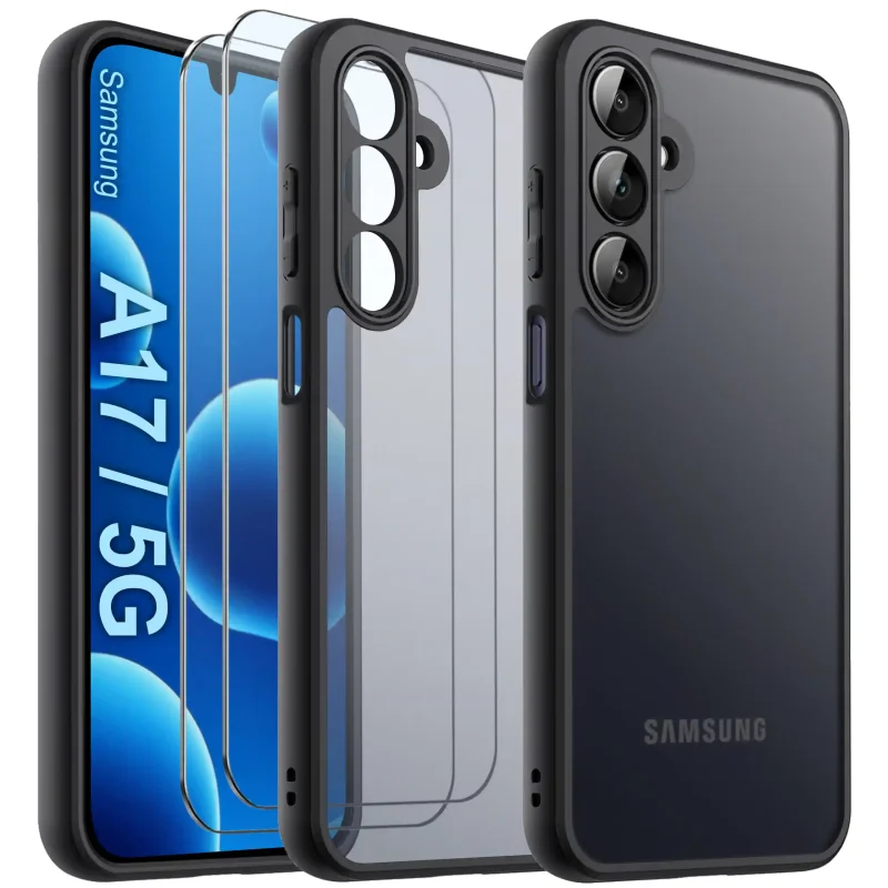 etui-do-samsung-galaxy-a17-przezroczyste-wzmacniane-czarne-z-zestawem-2-szkiel