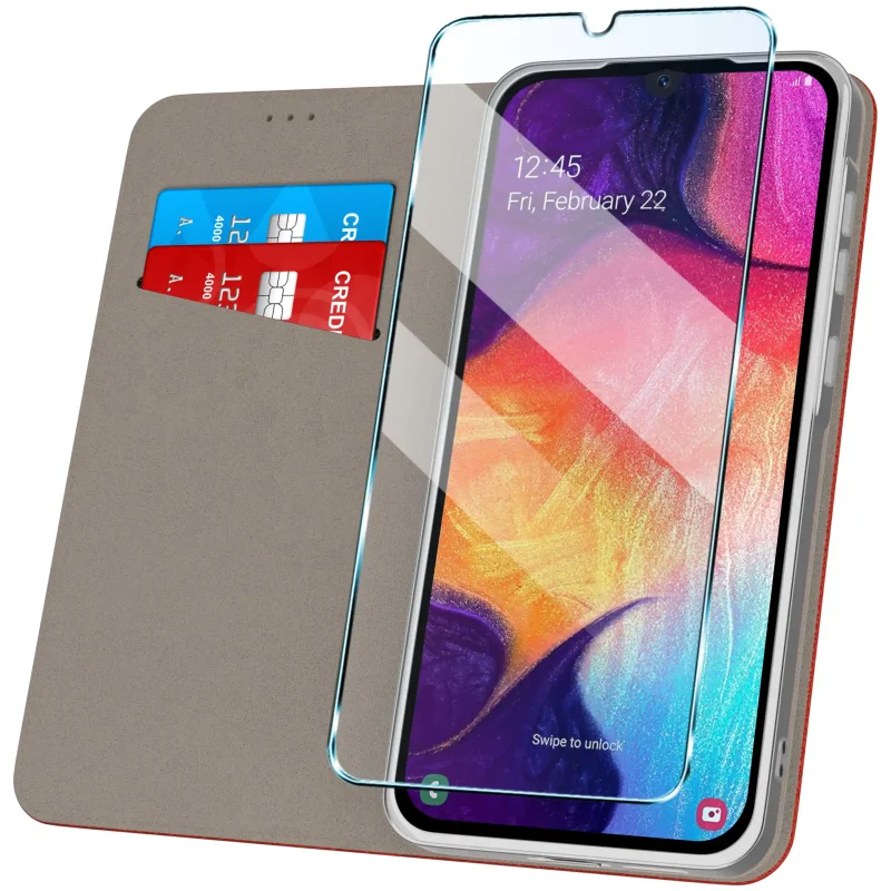 etui-do-samsung-galaxy-a50-czerwone-zamykane-ze-szklem