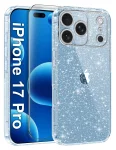 Etui do iPhone 17 Pro / 18 Pro bezbarwne z brokatem ze szkłem