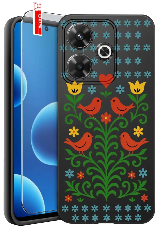 etui-do-xiaomi-redmi-13-4g-rozne-wzory-ludowe-ze-szklem