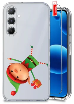 Etui do Samsung Galaxy M34 5G przeźroczyste z wzorami światecznymi ze szkłem