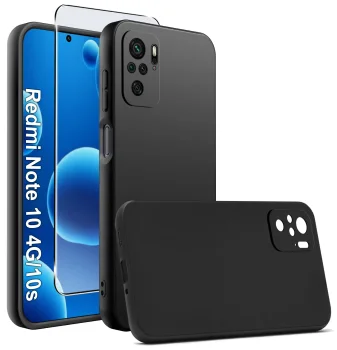Etui do Xiaomi Redmi Note 10 / 10s czarne matowe ze szkłem