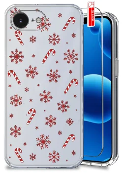 Etui do iPhone 16e / 17e przeźroczyste z wzorami światecznymi ze szkłem