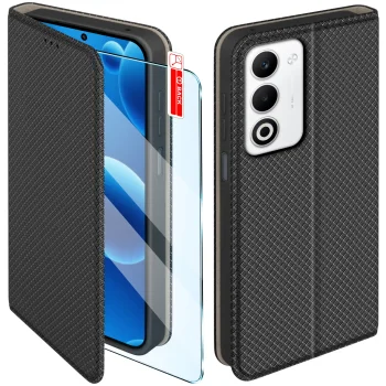 Etui do Oppo A5 4G / A5 5G czarne zamykane ze szkłem