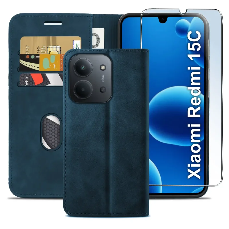 etui-do-xiaomi-redmi-15c-skorzane-velvet-zamykane-granatowe-ze-szklem