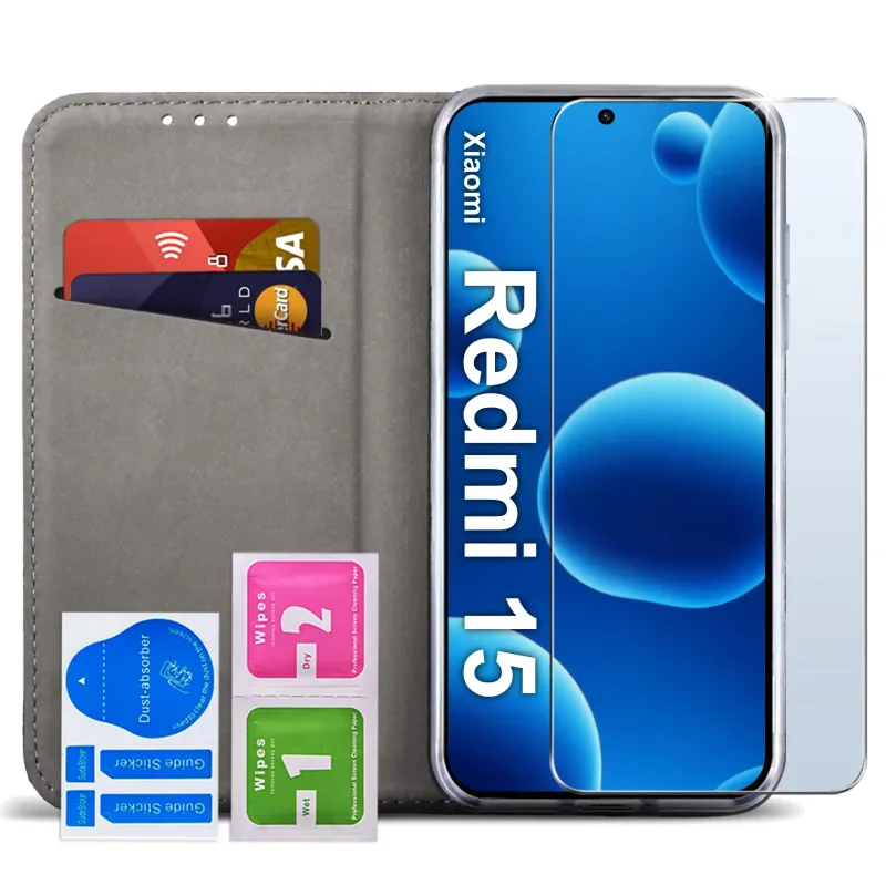 etui-do-xiaomi-redmi-15-4g-5g-zielone-magnetyczne-zamykane-ze-szklem