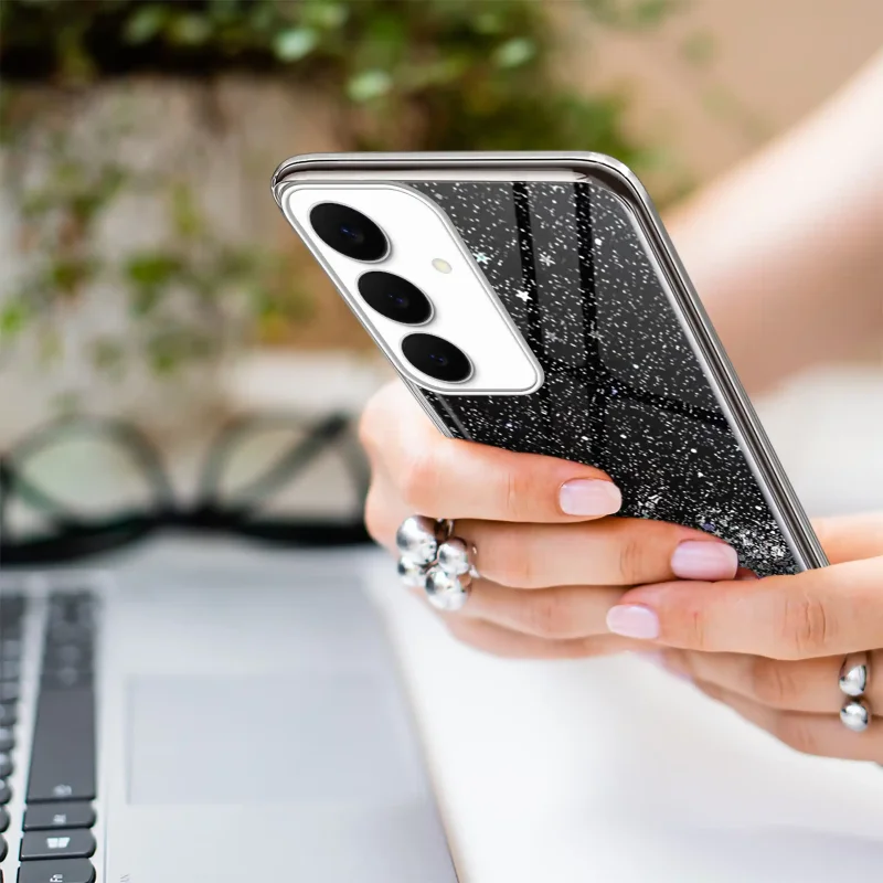 etui-do-samsung-galaxy-s25-brokat-czarne-ze-szklem