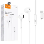 Słuchawki przewodowe douszne Usb typ-c z mikrofonem, pilotem białe 1,2m