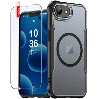 Etui do iPhone 16e / 17e Magsafe carbon ze szkłem