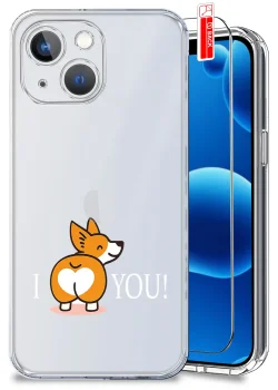 Etui do iPhone 13 / 14 przeźroczyste różne wzory walentynkowe ze szkłem