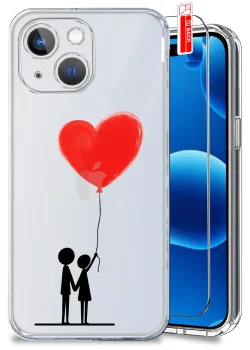 Etui do iPhone 15 przeźroczyste różne wzory walentynkowe ze szkłem