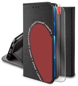 Etui do Samsung Galaxy A35 5G zamykane z wzorami walentynkowymi ze szkłem