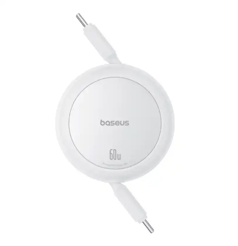 Baseus zwijany kabel 2x typ C z regulowaną długością, widok z góry