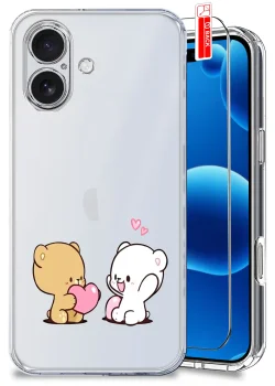 Etui do iPhone 17 przeźroczyste różne wzory walentynkowe ze szkłem