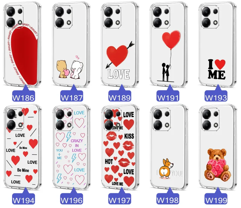 Kolekcja wzorów walentynkowych na etui do Xiaomi Redmi Note 13 Pro 4G: serca, napisy love, kwiaty, misie, pies