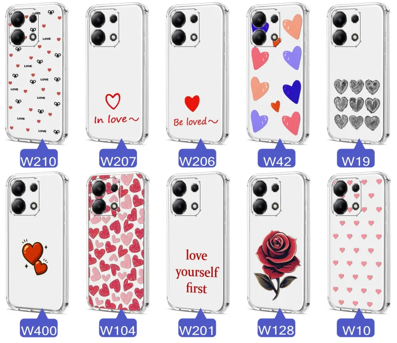 Różne wzory walentynkowe na etui do Xiaomi Redmi Note 13 Pro 4G - kolorowe serca, romantyczne napisy, kwiaty, misie