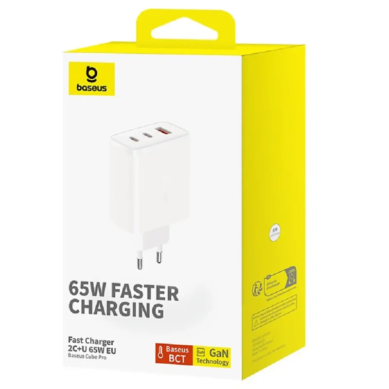 Opakowanie ładowarki sieciowej Baseus 65W 2x USB-C i USB-A