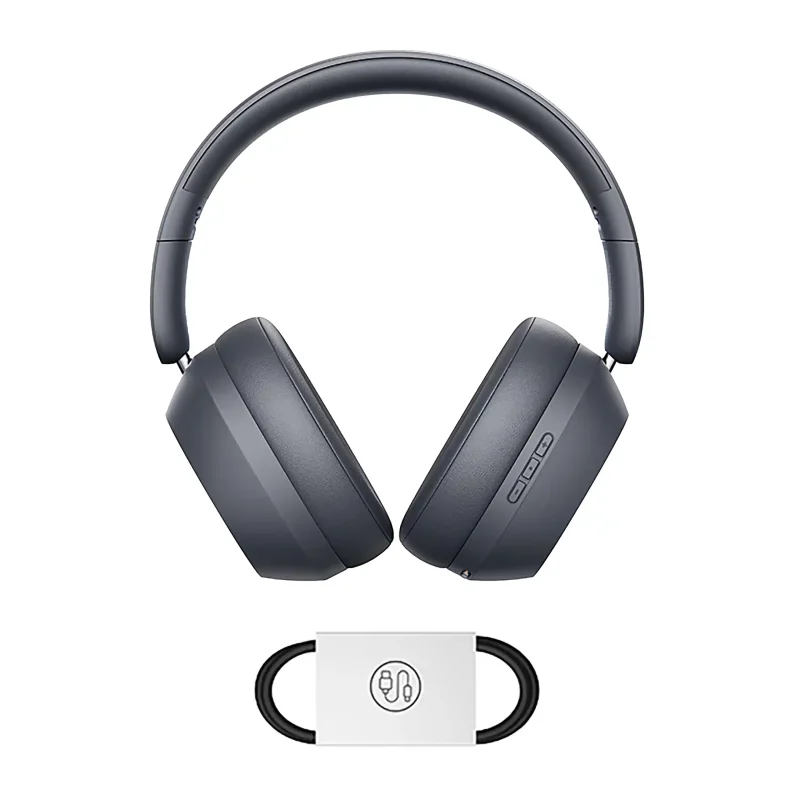 Zestaw słuchawek nausznych Baseus Bass 35 Max w kolorze szarym z kablem USB-C do ładowania