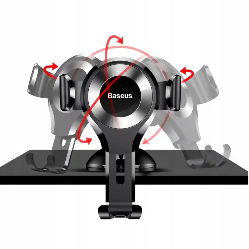 Srebrny uchwyt grawitacyjny do auta Baseus Osculum – mechanizm automatycznych ramion i obrót 360°