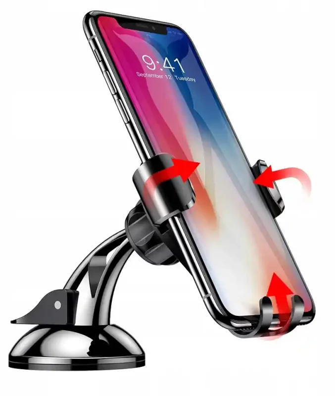Telefon zamocowany w uchwycie samochodowym Baseus, mocowanie grawitacyjne