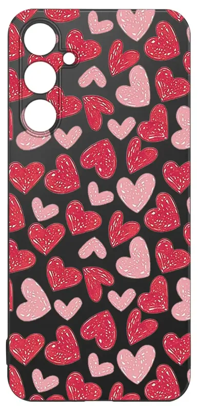 Etui do Samsung Galaxy A35 5G z walentynkowym wzorem - czarne silikonowe etui z sercem