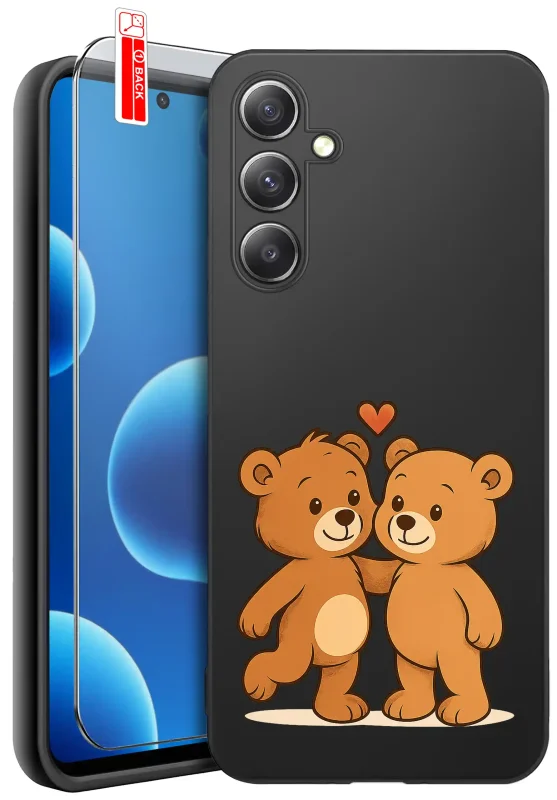 Etui do Samsung Galaxy S23 z walentynkowym wzorem - dwa misie z serduszkiem