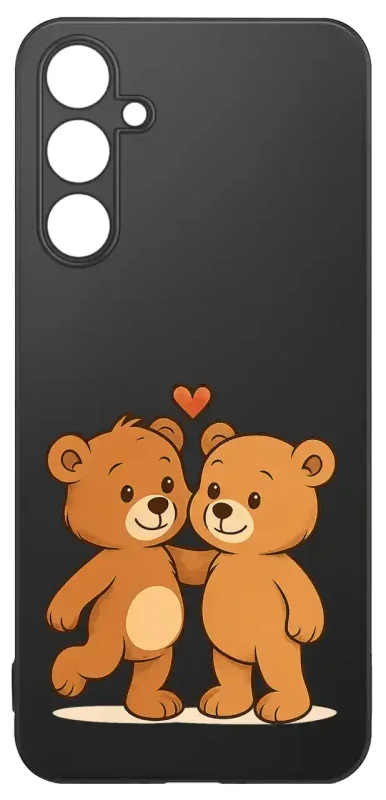 Etui do Samsung Galaxy S23 z walentynkowym wzorem - czarne silikonowe etui z misiami i sercem