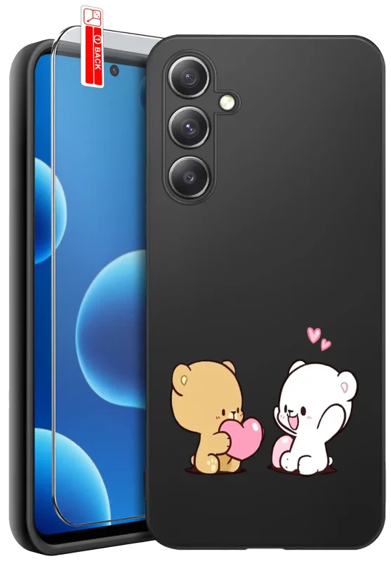 Etui do Samsung Galaxy S23 FE z walentynkowym wzorem - dwa misie z serduszkiem