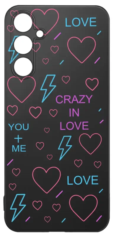 Etui do Samsung Galaxy S24 FE z walentynkowym wzorem - czarne etui z sercem i napisem love