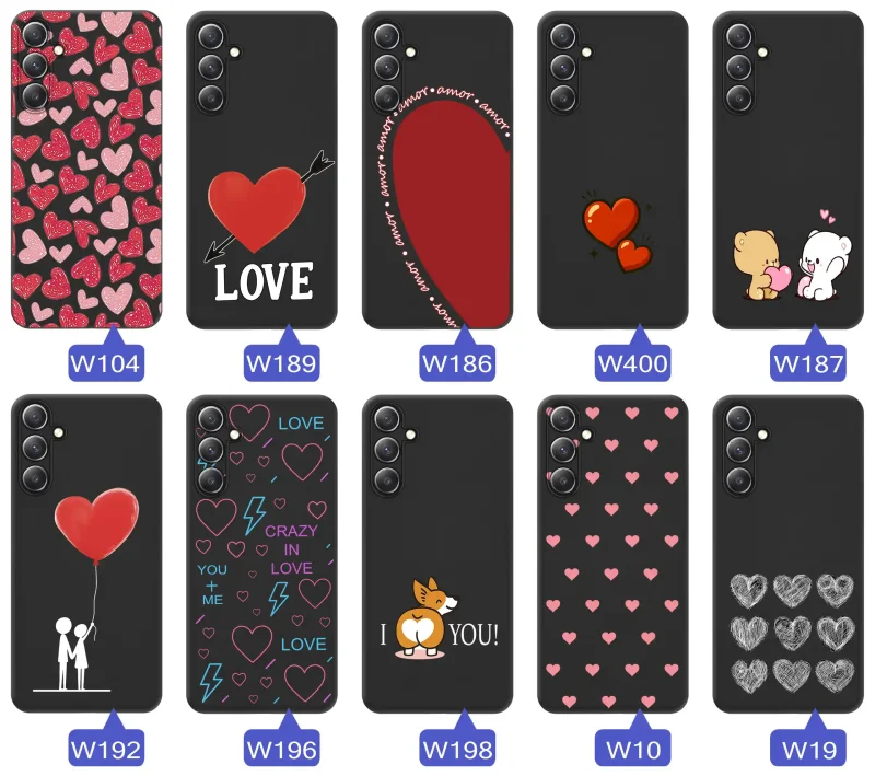 Kolekcja walentynkowych wzorów na Samsung Galaxy S25 – motywy serc, napisy love, misie, pieski