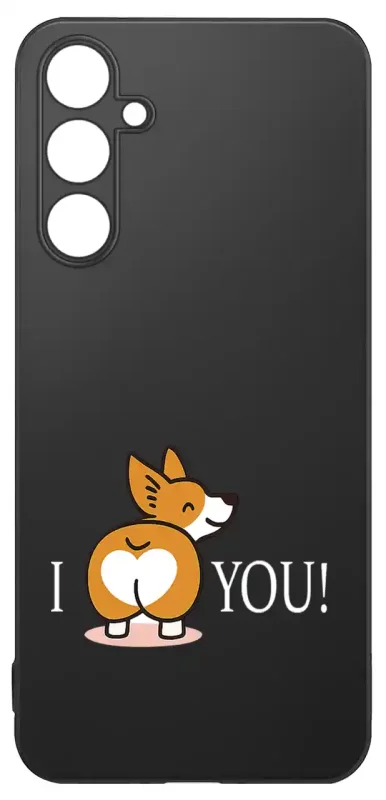 Etui do Samsung Galaxy S25 z walentynkowym wzorem - czarne etui z psem i napisem I love you