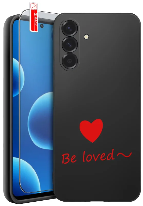 Etui do Samsung Galaxy A56 5G z sercem i napisem Be loved oraz szkło ochronne na ekran