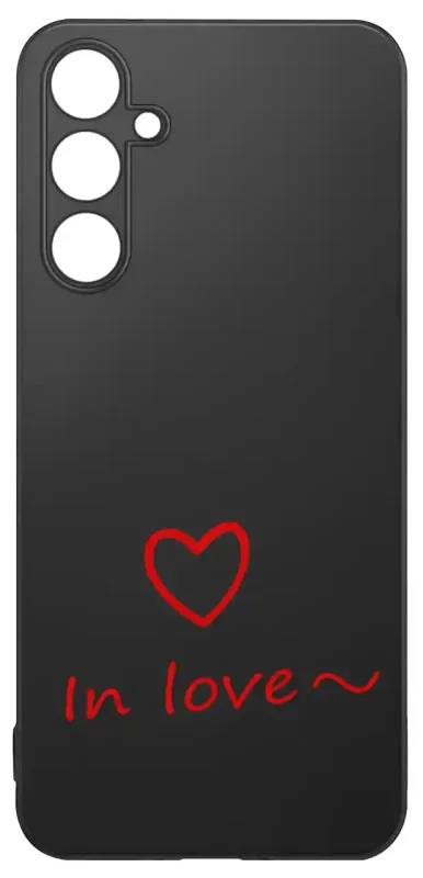 Etui do Samsung Galaxy M35 5G z czerwonym sercem i napisem „In love” – romantyczny nadruk na pleckach