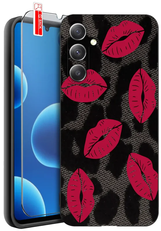 Walentynkowe etui do Samsung Galaxy A16 5G z czerwonymi ustami oraz szkło ochronne