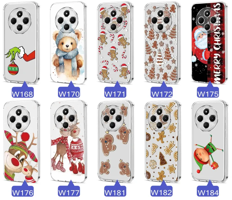 Różne wzory świąteczne i zimowe do Xiaomi Redmi 14C - Mikołaje, śnieżynki, pierniki, renifery, elfy, grinch, choinki, napisy