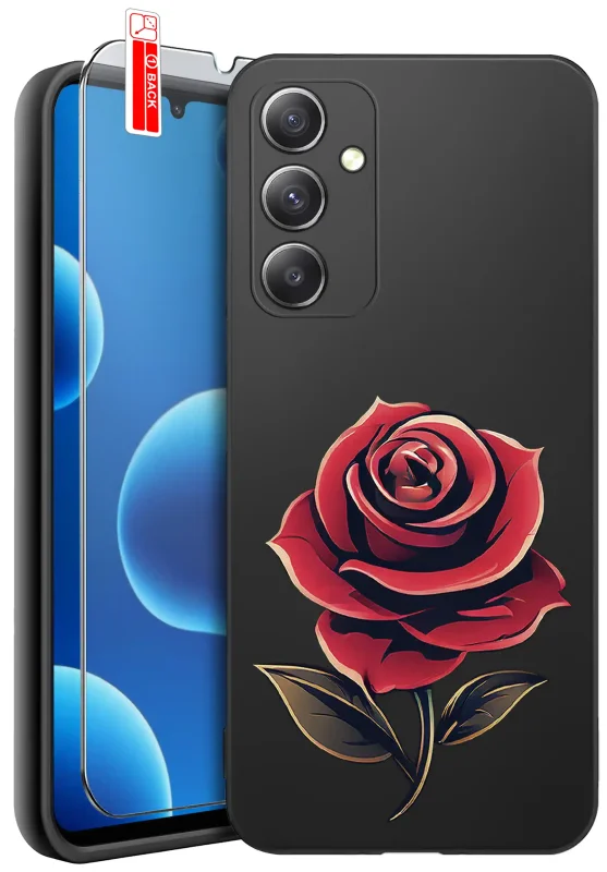 Walentynkowe etui do Samsung Galaxy M15 5G z czerwoną różą oraz szkło ochronne