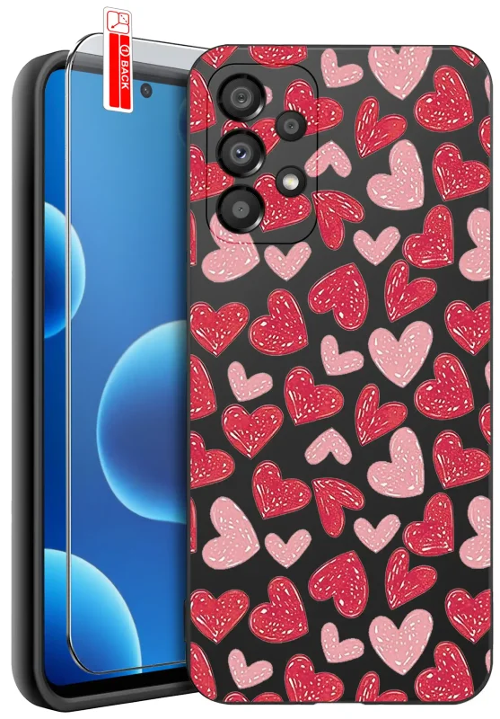 Etui do Samsung Galaxy A52 / A52s 5G z walentynkowym wzorem - czerwone serduszka rysunkowe