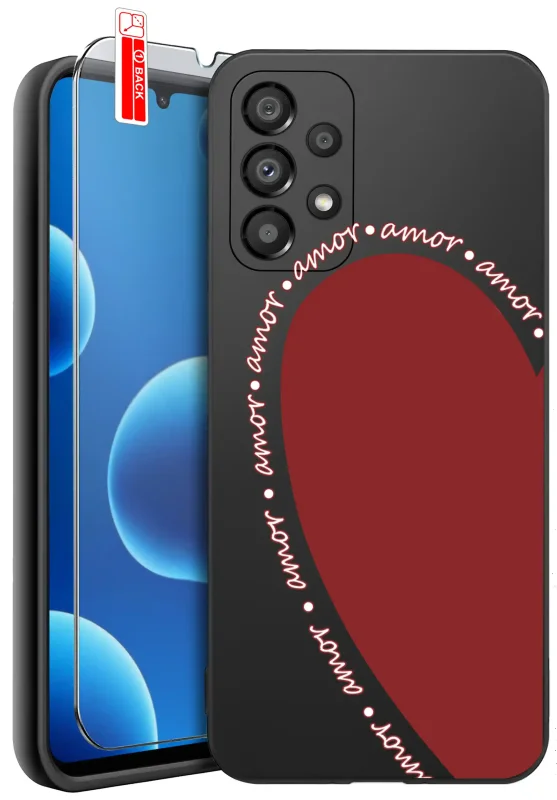 Etui do Samsung Galaxy A33 5G z walentynkowym wzorem - czerwone serce i napis amor