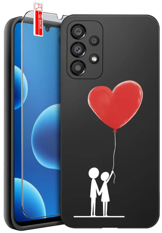 Walentynkowe etui do Samsung Galaxy A13 4G z parą trzymającą balon w kształcie czerwonego serca