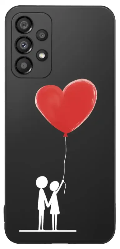 Etui na Samsung Galaxy A13 4G z walentynkowym wzorem - para trzymająca balon w kształcie serca